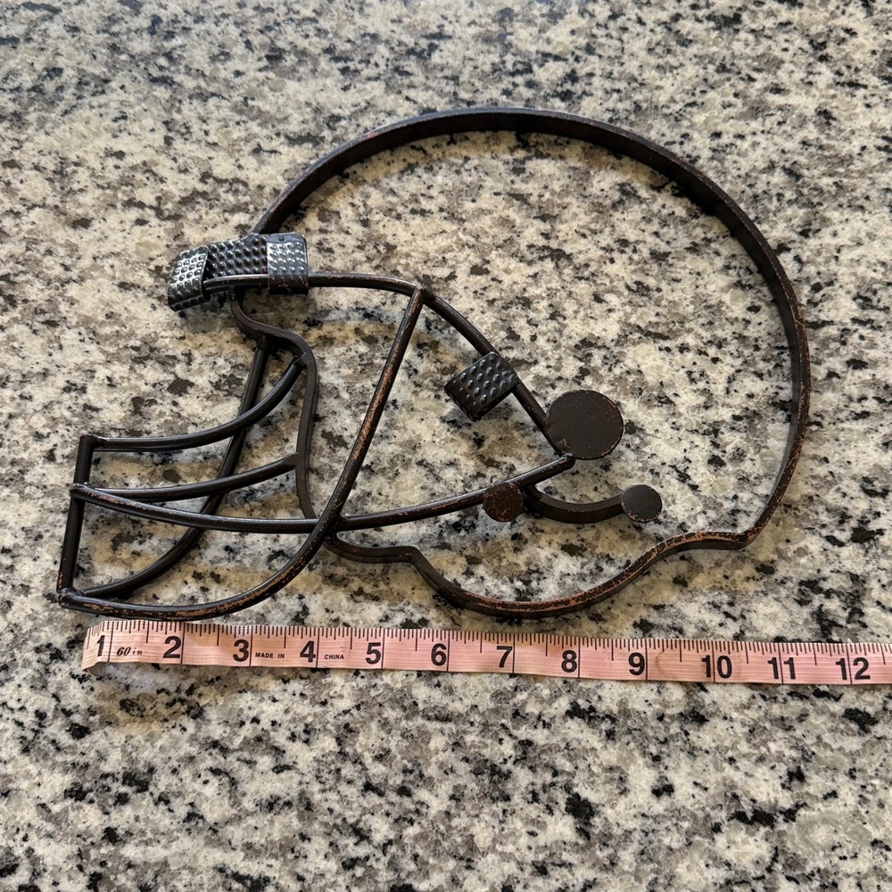 Metal Football Helmet Wall Art - Rust Brown